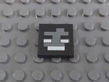 Lego 21126 Minecraft Black Tile 2 x 2 Inverted with Wither Face - Used