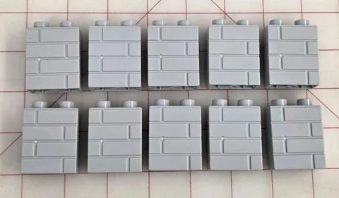 Lot of 10 Lego Duplo 2x1x2 Gray Brick Pattern Blocks