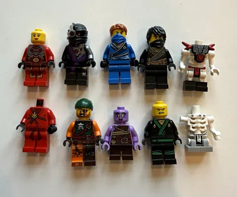 LEGO NINJAGO Minifigure Lot of 10: Kai, Jay/Cole Techno Robes, Lloyd, and others