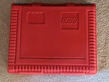 Vintage 1984 Lego Bin Red Plastic Storage Container Carry Case Box 15 x 13 x 4