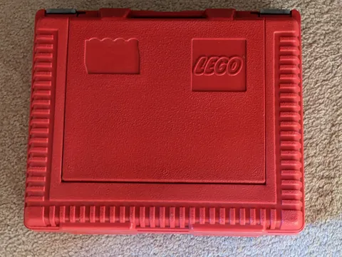 Vintage 1984 Lego Bin Red Plastic Storage Container Carry Case Box 15 x 13 x 4