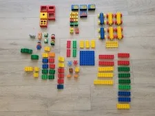 Lego Duplo Lot of 83 Specialty Pieces Windows, Trains, Figurines, Printed Pieces