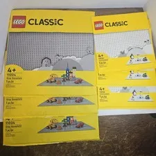 Lego base plate lot of 6~Three 32X32 White & Three 48X48 Gray~Original Packaging