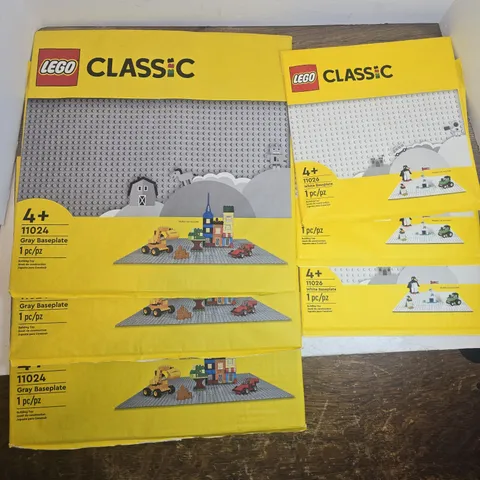 Lego base plate lot of 6~Three 32X32 White & Three 48X48 Gray~Original Packaging