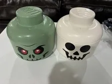 LEGO Halloween Special Edition Storage Head 2 Units (Skeleton & Zombie) LARGE