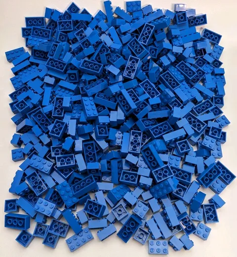 LEGO 400pcs Blue Mix 2x2 2x3 2x4 Bricks Bulk Lot Cleaned Assorted City