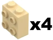 Lego Part 22885 Tan BRICK Modified with 4 Studs on Side 1 x 2 x 1 2/3 Qty 4 TN4