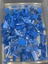 1 lb. and 3 oz. Mixed Blue Legos - standard blocks and unique pieces (Lot E)