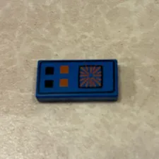 LEGO Blue Tile 1 x 2 Red Black Buttons Computer Pattern 3069p25 3069bp25
