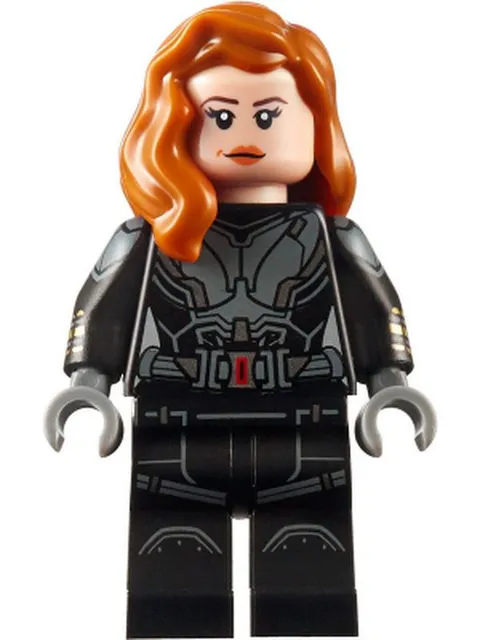 Black Widow - Black Jumpsuit, Dark Orange Mid-Length Hair, Printed L - Used LEGO
