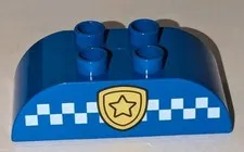 LEGO DUPLO 2x4 BLUE SLOPE CURVED DOUBLE POLICE BADGE PATTERN PART # 98223pb020