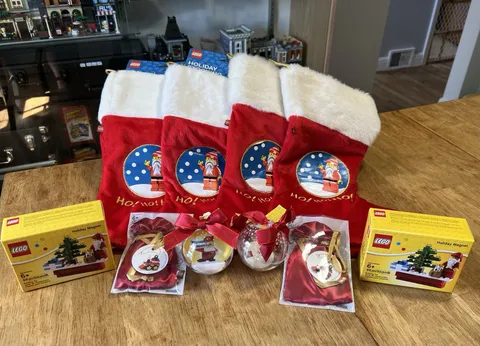 LEGO Christmas Lot Santa Minifigure Magnet Stockings 5002813 Train Ornaments GWP