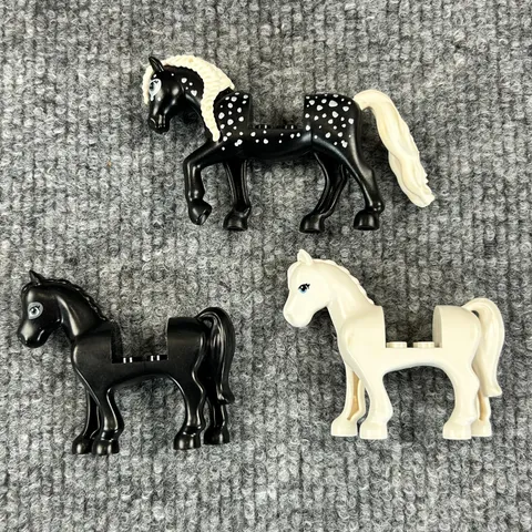 LEGO Horse Mini Figure Lot of 3 Black White Set Animal Farm Minifigures Game Toy