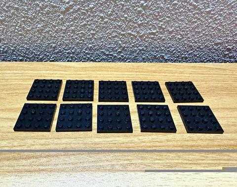 LEGO 3031 Black Plate 4x4 Lot of 10 Genuine Parts