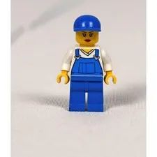 Lego City Female Minifigure cty0269 Blue Overalls Set 4432 Garbage Truck Worker