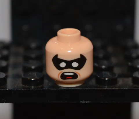 LEGO - Minifig, Head Black Eye Mask with Eye Holes, Determined / Scared (Robin)