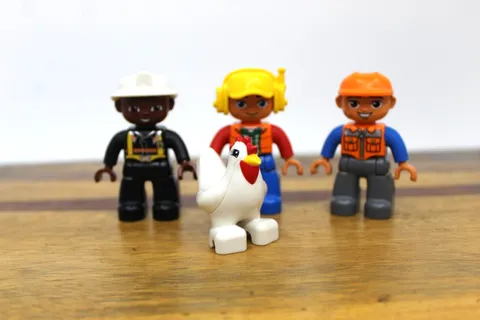Lego Duplo Construction,Firefighter,Tracked Excavator Operator & Chicken Figures