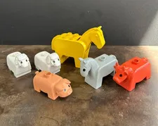 LEGO DUPLO Farm Animals: Horse Cow Sheep Pig Donkey vintage chunky