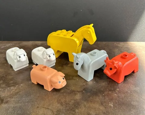 LEGO DUPLO Farm Animals: Horse Cow Sheep Pig Donkey vintage chunky