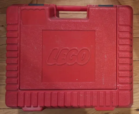 Lego 2 vintage (1985) red 15"x13"x4" locking storage container briefcases