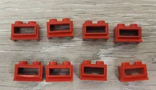 Lego 27bc01 Red Window With Extended Lip 1 x 2 x 1 Lot Of 8 READ