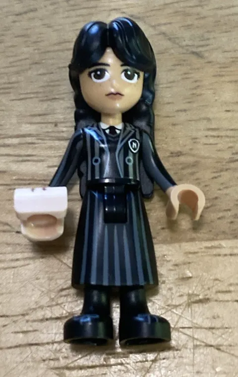 Lego Wednesday Minidoll Minifigure Wednesday Addams with Thing et #76781