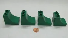 LEGO Duplo Block CLASSIC GREEN 2x3x2 CURVED SLOPE RAMP 4 Block Lot Building 2301