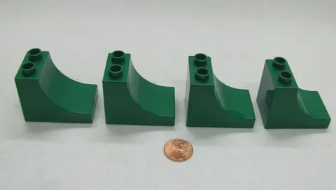 LEGO Duplo Block CLASSIC GREEN 2x3x2 CURVED SLOPE RAMP 4 Block Lot Building 2301