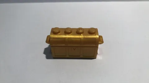 Lego Container, Treasure Chest Thin Hinge Curved Lid 4738ac01 Pearl Gold