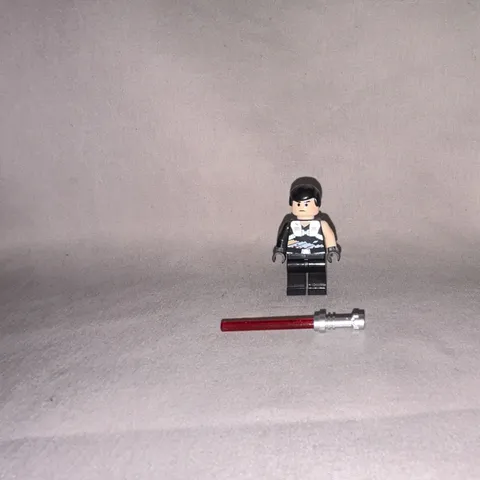 LEGO Minifigure Black Hair Black Outfit w/ Red Lightsaber Accessory Plastic