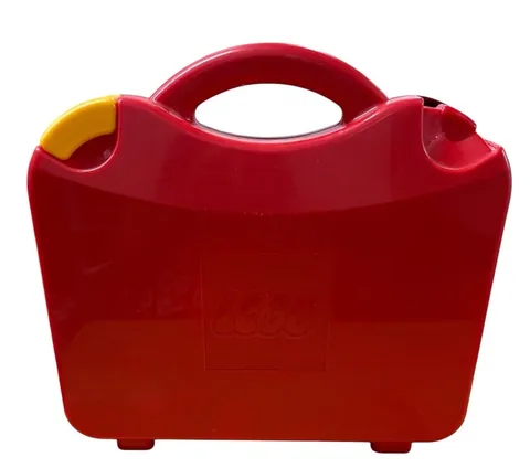 Lego Red Storage Container Plastic Case Travel Carry Bin With Dividers 