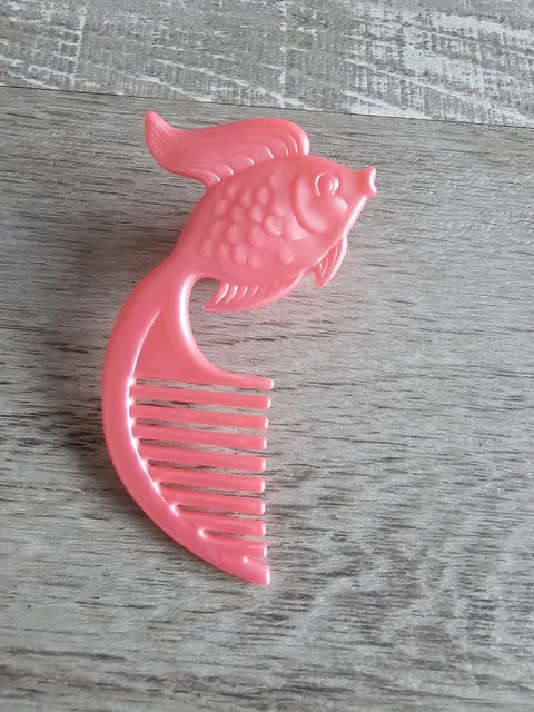 Vtg Jewel Hair Mermaid Barbie Brush For Fashion Dolls w Fish Shape Mattel 1995