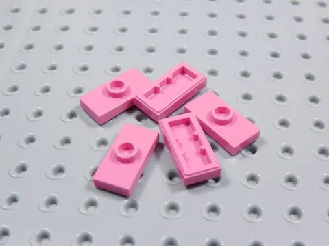 LEGO Lot of 5 Dark Pink 1x2 Smooth Plates w/ Stud in Center BN