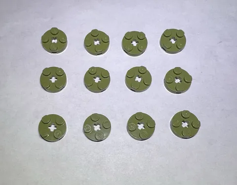 Lego Lot Of 12 Olive Green 2x2 Round Plate Plates New City Part