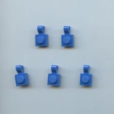 LEGO x5 Blue Plate, Modified 1 x 1 with Open O Clip (Horizontal Grip) 61252