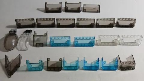 Lego Windshield, Canopy Lot of 23. Smoke, Blue, Clear. Cars, Space Ships, Trucks