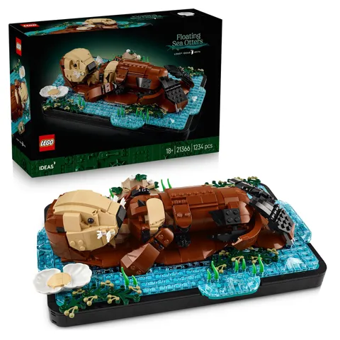 LEGO Ideas Floating Sea Otters - Building Set for Adults - 3D Display Model w/Ot