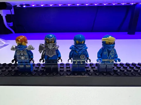 LEGO NINJAGO Blue Ninja Minifigure Lot of 4 Figures w/ Helmets & Accessories