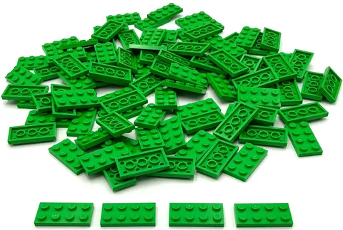 Lego 100 New Bright Green Plates 2 x 4 Stud Parts