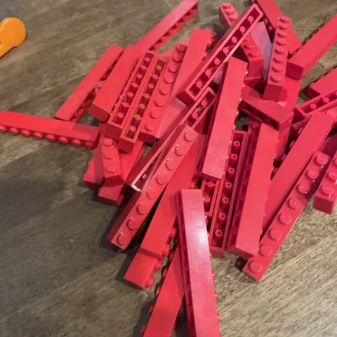 Lot of  100 LEGO Red 1x8 Bricks