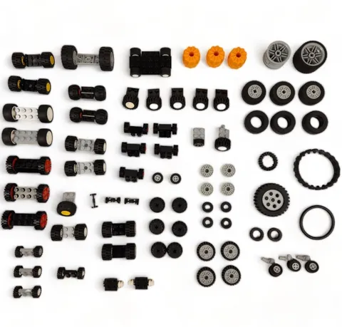 Lego Wheels Axles Tire Lot of 75+ Pieces Black Gray Parts Assortment Replacement