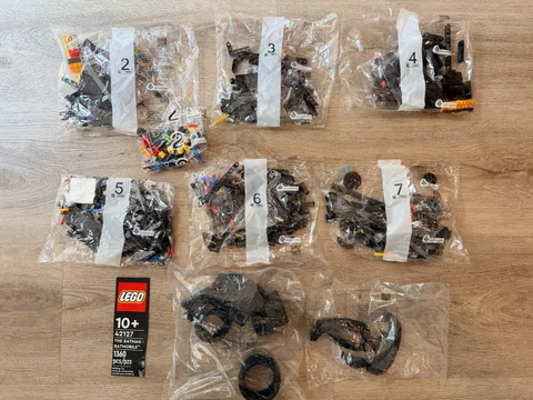 INCOMPLETE SET LEGO TECHNIC 42127 Batman Batmobile Bags 2-7 but Bag 1 is MISSING