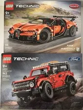 Lot of 2 LEGO Technic: Bugatti Chiron Pur Sport (42222) & Ford Bronco (42213)