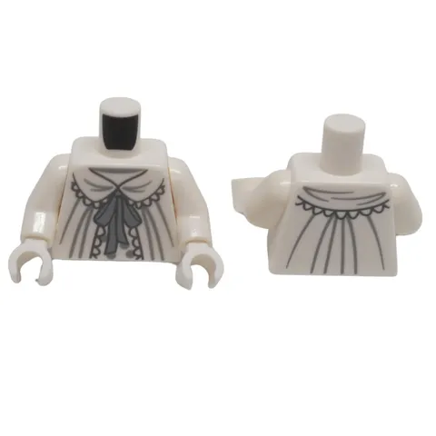 LEGO 2x White Minifigure Torso Nightgown Lace Ribbon Polka Dots Genuine