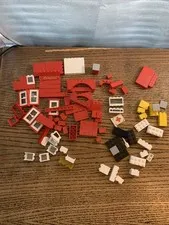 111 LEGO Parts To Build A Hospital Red, White, Yellow &Black Bricks (incomplete)