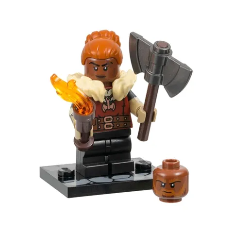 LEGO D&D Dwarf Barbarian Minifigure 71047 Complete CMF Series Axe & Torch