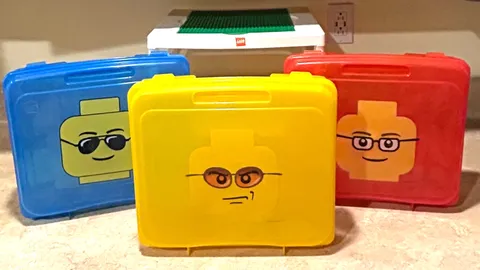 IRIS LEGO Brick Storage Container 3 Drawers Minifigure Faces Glasses Multicolor