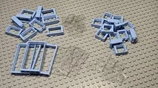 LEGO Lot of 27 Bright Light Blue Windows and Doors with Glass 1x2x2 1x2x3 1x4x6