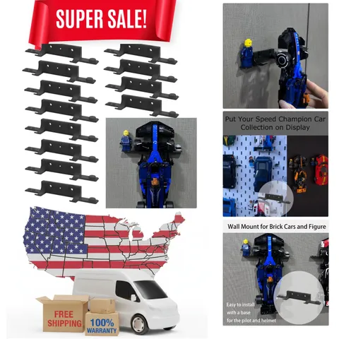 Durable Wall Bracket Compatible with Speed Champions - Holds 12 Pieces Securely