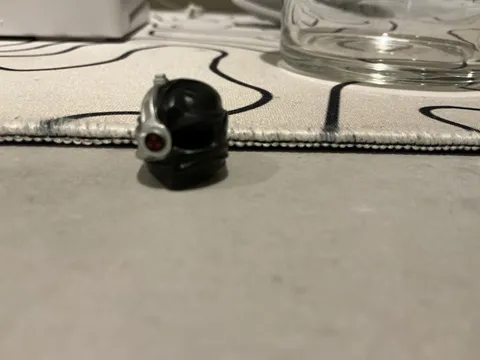 LEGO Mini figure helmet Black and silver cyborg space armor